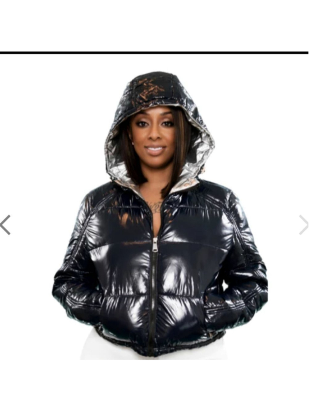 New Navy Blue & Silver Vegan Puffer Jacket Quilted LA Coalition-NWT - Picture 3 of 13